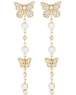 Guess Borboleta Butterfly-Pendant Faux-Pearl Earrings - White