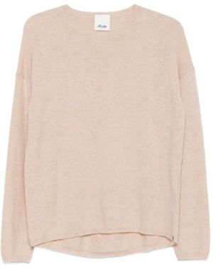 Allude Crew-Neck Drop-Shoulder Sweater - Natural
