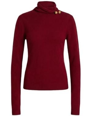 Alberta Ferretti Button-Detail Roll-Neck Sweater - Rood