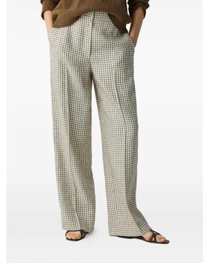 Theory Gingham-Check Straight-Leg Pants - Natural