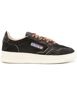 Autry Medalist Pony-Fur Sneakers - Black