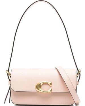 COACH Zoe Clasp-Detail Leather Shoulder Bag - Pink