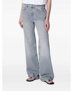 Anine Bing Faded-Effect Wide-Leg Jeans - Grey