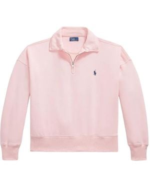Polo Ralph Lauren Quarter-Zip Logo-Embroidered Jumper - Pink