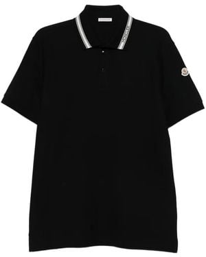 Moncler Logo Collar Cotton T-Shirt - Black