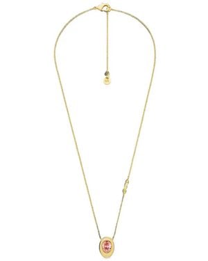 Michael Kors Crystal-Pendant Curb-Chain Necklace - White