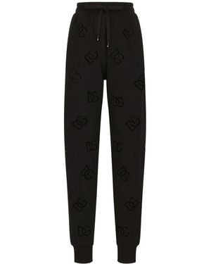 Dolce & Gabbana Logo-Embroidered Drawstring-Waistband Track Trousers - Black