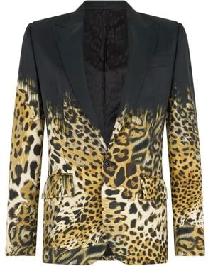 Roberto Cavalli レオパード ジャケット - ブラック