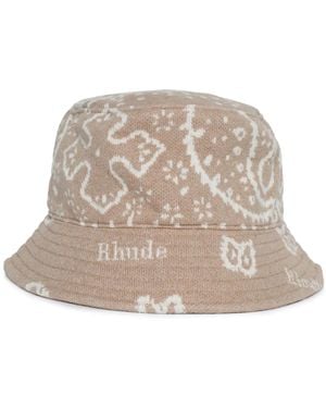 Rhude Intarsia-Knit Bucket Hat - Natural