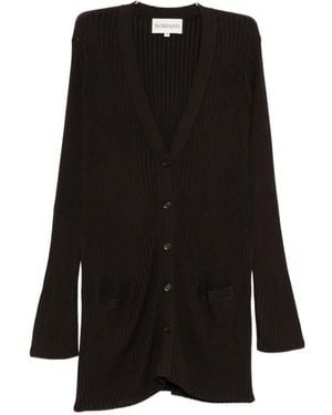 Bompard Ribbed-Knit V-Neck Cardigan - Black