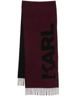 KARL LAGERFELD Logo Fringed Scarf - Purple
