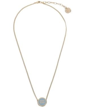 Miu Miu Collar Con Detalle Del Logo - Metálico
