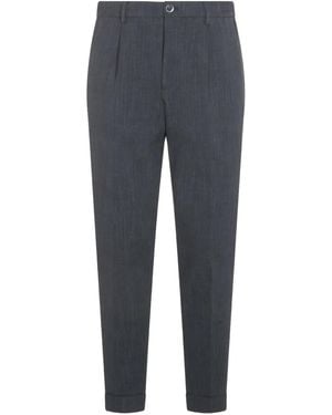 GTA IL PANTALONE Pleated-front herringbone trousers - Blau