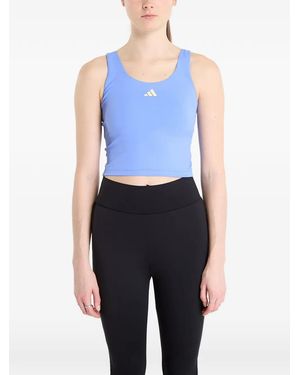 adidas Studio All Me Logo-Print Cropped Tank Top - Blue