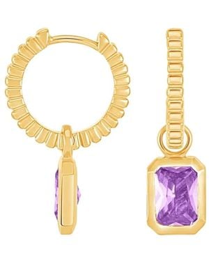 Dower & Hall Humbug Amethyst Hoop Earrings - Metallic