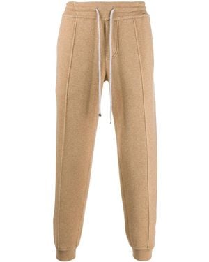 Brunello Cucinelli Drawstring Cashmere Track Trousers - White
