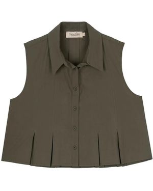 MOUTAKI Pleated Sleeveless Shirt - Green