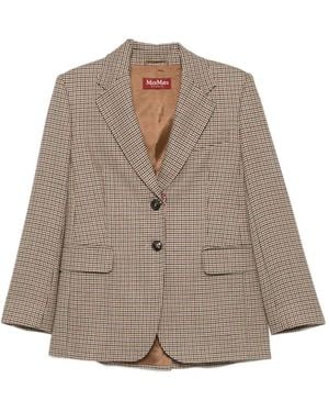 Max Mara Houndstooth Single-Breasted Blazer - Brown