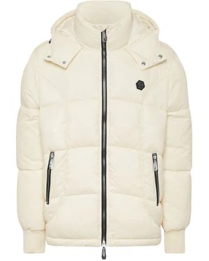 Philipp Plein Hooded Puffer Jacket - Natural