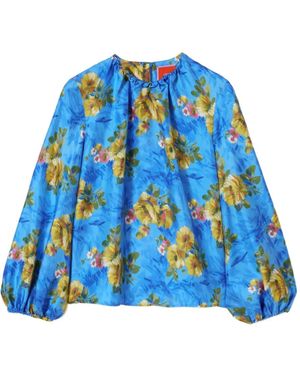 La DoubleJ Top con motivo floral - Azul