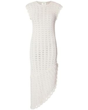 Loulou de Saison Malena Ruffled Crochet Midi Dress - White