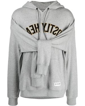 Mostly Heard Rarely Seen Logo-Print Cotton Hoodie - Grey