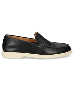 BOSS Woven-Panel Loafers - Black