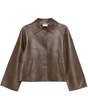 P.A.R.O.S.H. Buttoned Leather Jacket - Brown