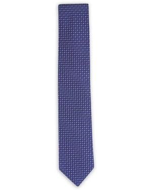 Canali Geometric-Pattern Silk Tie - Blue