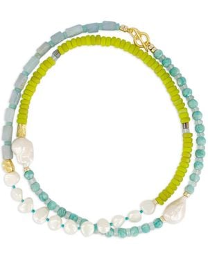 Lizzie Fortunato Beaded Pearl-Embellished Necklace - Yellow
