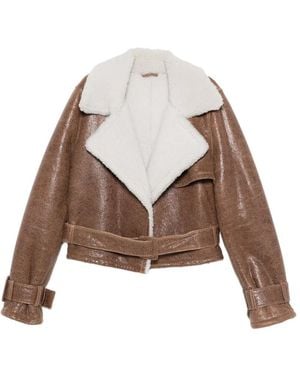 Manokhi Jessie Belt Jacket - Brown