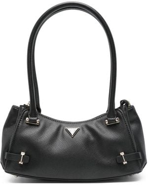 Guess Rosalba Schultertasche Mit Logo-Schild - Schwarz