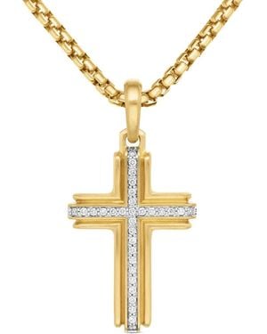 David Yurman 18Kt Deco Cross Diamond Pendant (34Mm) - Metallic