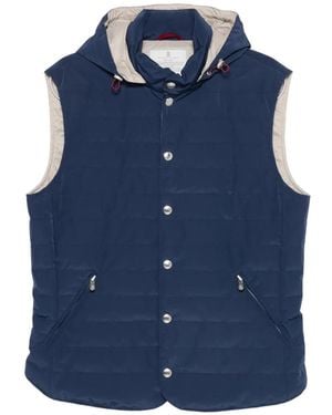 Brunello Cucinelli Hooded Padded Gilet - Blue