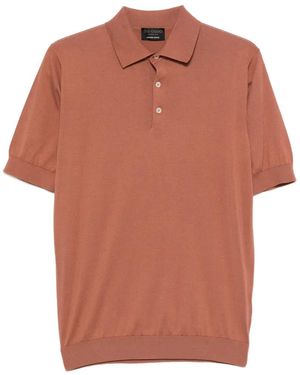 Dell'Oglio Fine-Knit Polo Shirt - Orange