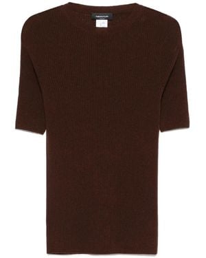 Fabiana Filippi Ribbed Short-Sleeve Top - Brown