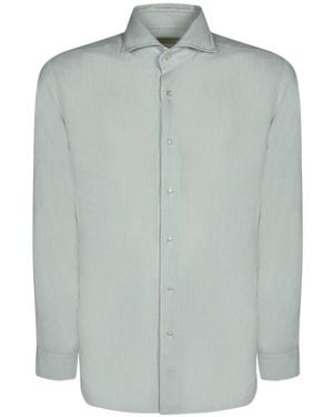 Dell'Oglio Vertical-Stripe Spread-Collar Shirt - Blue