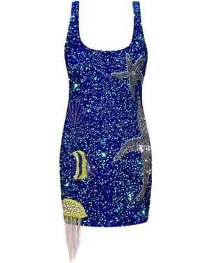 Leslie Amon Mermaid Skin Mini Dress - ブルー