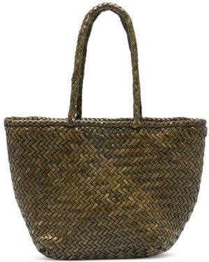 Dragon Diffusion Small Grace Basket Woven Satchel - Green