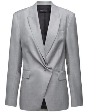 KARL LAGERFELD Pierced-Detail Blazer - Grey