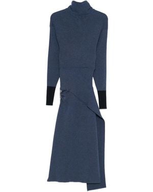 Lanvin Safety Pin-Detail Roll-Neck Dress - Blue