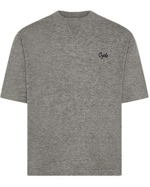 CYCLE Gino Logo-Embroidered T-Shirt - Gray