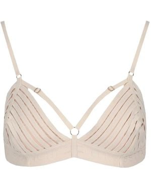 Elisabetta Franchi Logo-Underband Strappy Bra - Natural