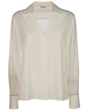 Peserico Blusa Con Cuello En V - Blanco