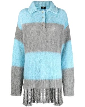 Etro Minikleid Mit Fransen - Blau