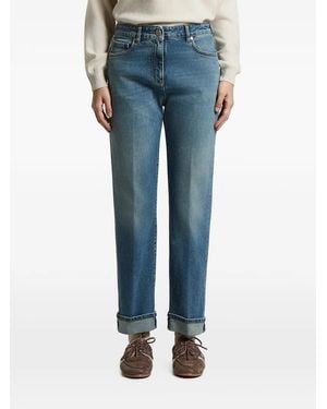 Peserico Straight-Leg Turned-Up Jeans - Blue