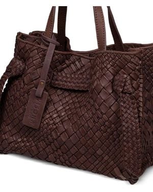 VISONA Vittoria Woven Leather Tote Bag - Brown