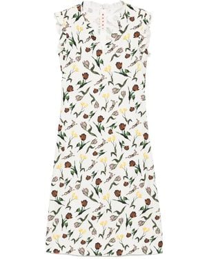 Marni Floral-Print Midi Dress - White