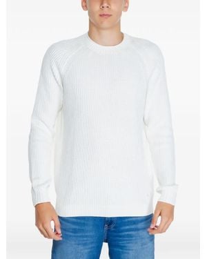 Calvin Klein Ribbed-Knit Crew-Neck Jumper - White