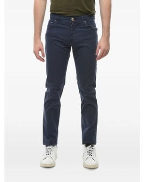Corneliani Logo-Patch Straight-Leg Jeans - Blue
